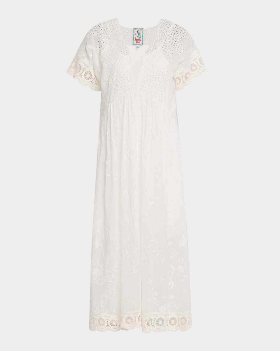 Pina Scalloped Eyelet Embroidered Midi Dress